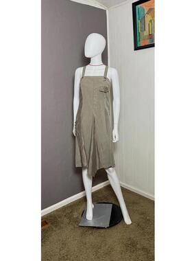 Y2K Olive Green Utility Dress: Washed Silk + Cotton Large Deadstock Molloreno